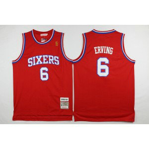 NBA 76ers 6 Julius Erving Red 1982-83 Hardwood Classics Red Men Jersey