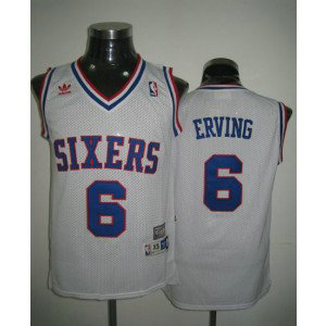 NBA 76ers 6 Julius Erving Throwback White Men Jersey