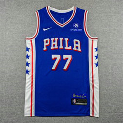 NBA 76ers 77 Edgecombe Blue Nike Men Jersey