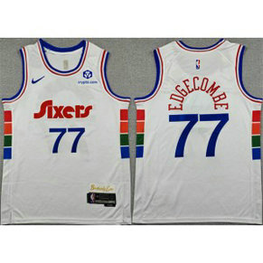 NBA 76ers 77 V. J. Edgecombe White City Edition Nike Men Jersey