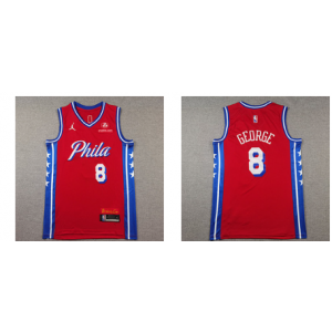 NBA 76ers 8 Paul George Red Jordan Men Jersey