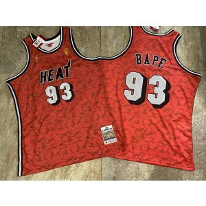 NBA Bape x Heat Red Throwback Men Jersey