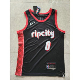 NBA Blazers 0 Damian Lillard 75th Anniversary Nike Men Jersey