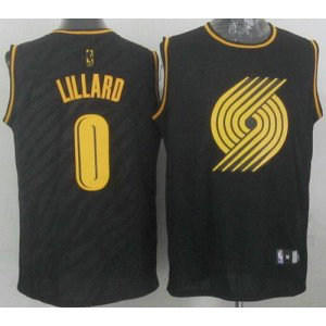 NBA Blazers 0 Damian Lillard Black Precious Metals Men Jersey