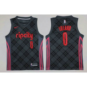 NBA Blazers 0 Damian Lillard Gray City Edition Nike Swingman Men Jersey