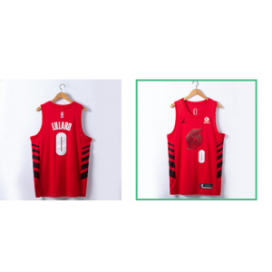 NBA Blazers 0 Damian Lillard Red 2022 New Jordan Men Jersey