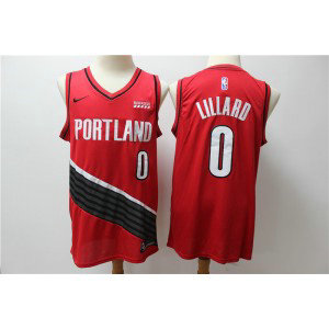 NBA Blazers 0 Damian Lillard Red City Edition Nike Men Jersey