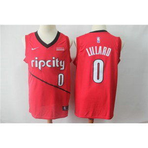 NBA Blazers 0 Damian Lillard Red Earned Edition Nike Men Jersey