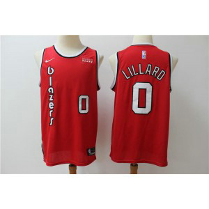 NBA Blazers 0 Damian Lillard Red Nike Men Jersey