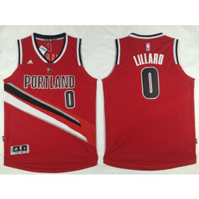 NBA Blazers 0 Damian Lillard Red with Black Number Men Jersey
