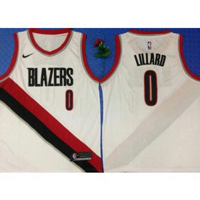 NBA Blazers 0 Damian Lillard White Nike Men Jersey