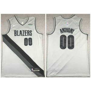 NBA Blazers 00 Carmelo Anthony Grey Nike Men Jersey