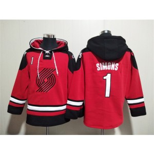 NBA Blazers 1 Anfernee Simons Red Lace-Up Pullover Hoodie