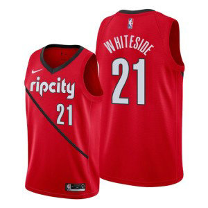 NBA Blazers 21 Hassan Whiteside Red Earned Edition Nike Men Jersey