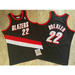 NBA Blazers 22 Clyde Drexler Black 1991-92 Hardwood Classics Men Jersey