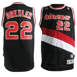 NBA Blazers 22 Clyde Drexler Black Soul Swingman Throwback Men Jersey