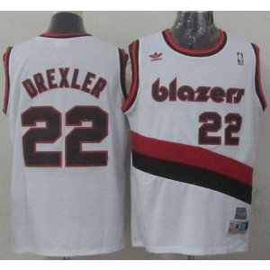 NBA Blazers 22 Clyde Drexler White Soul Swingman Throwback Men Jersey