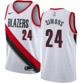 NBA Blazers 24 Anfernee Simons White Nike Men Jersey