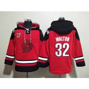 NBA Blazers 32 Bill Walton Red Lace-Up Pullover Hoodie