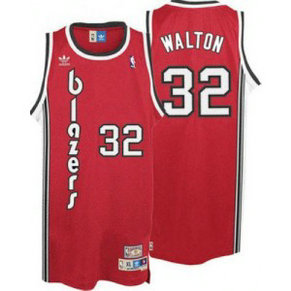 NBA Blazers 32 Bill Walton Red Throwback Men Jersey