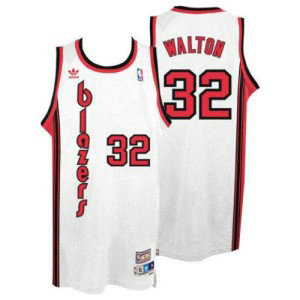 NBA Blazers 32 Bill Walton White Throwback Men Jersey