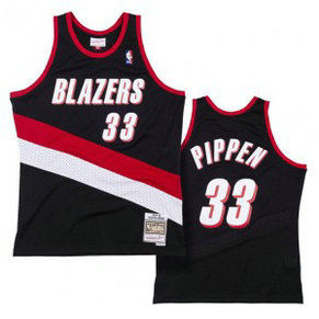 NBA Blazers 33 Scottie Pippen Black Throwback Men Jersey