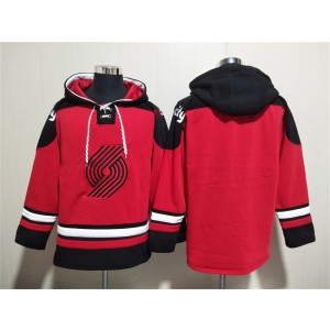 NBA Blazers Blank Red Lace-Up Pullover Hoodie