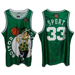 NBA Boston Celtics 33 Larry Bird Green Print Basketball Men Jersey