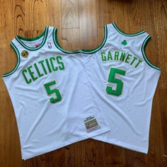 NBA Boston Celtics 5 Garnett White Men Jersey