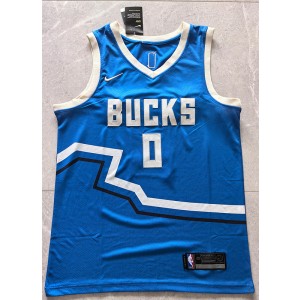 NBA Bucks 0 Damian Lillard Blue 2024 New City Nike Men Jersey