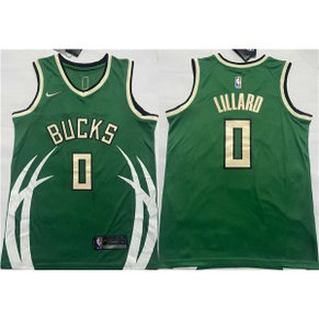 NBA Bucks 0 Damian Lillard Green Icon Edition Nike Men Jersey