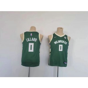NBA Bucks 0 Damian Lillard Green Nike Youth Jersey