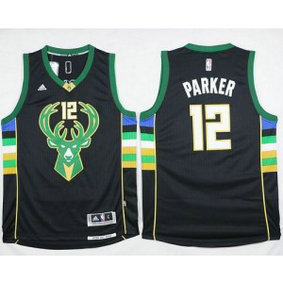 NBA Bucks 12 Jabari Parker Black Alternate Men Jersey