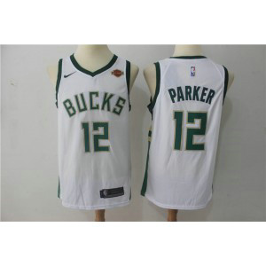 NBA Bucks 12 Jabari Parker White Nike Swingman Men Jersey