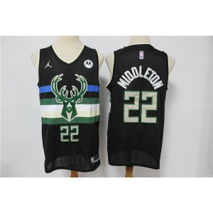 NBA Bucks 22 Khris Middleton Black Jordan Men Jersey