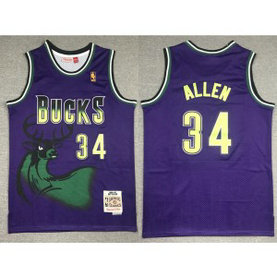 NBA Bucks 34 Allen Purple Throwback Men Jersey