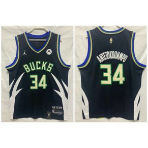 NBA Bucks 34 Antetokounmpo Black Jordan Men Jersey