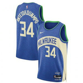NBA Bucks 34 Antetokounmpo Blue Nike Men Jersey