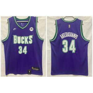 NBA Bucks 34 Antetokounmpo Purple Nike Men Jersey