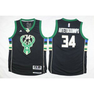NBA Bucks 34 Giannis Antetokounmpo Black Men Jersey 1