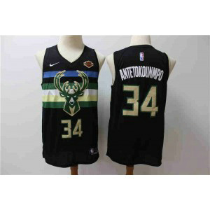 NBA Bucks 34 Giannis Antetokounmpo Black Nike Men Jersey 1