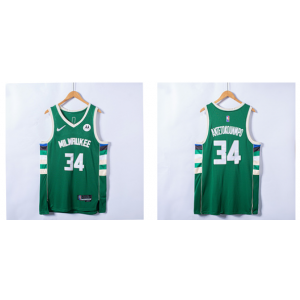 NBA Bucks 34 Giannis Antetokounmpo Green 75th Anniversary Men Jersey
