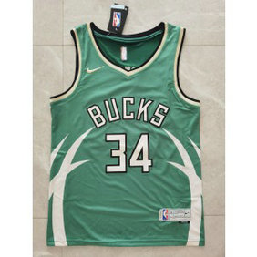 NBA Bucks 34 Giannis Antetokounmpo Green Earned Nike Men Jersey