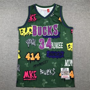 NBA Bucks 34 Giannis Antetokounmpo Green Throwback Men Jersey