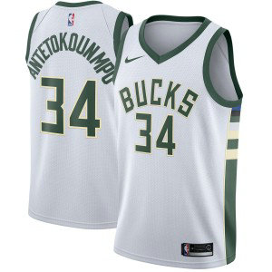 NBA Bucks 34 Giannis Antetokounmpo White Nike Men Jersey