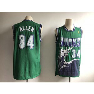 NBA Bucks 34 Ray Allen Green Throwback Swingman Men Jersey