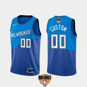 NBA Bucks Customized 2021 Finals Blue City Edition Nike Men Jersey