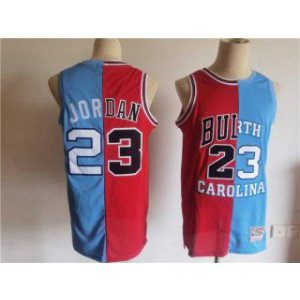 NBA Bulls & North Carolina 23 Michael Jordan White Blue Split Throwback Men Jersey