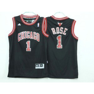 NBA Bulls 1 Derrick Rose Black Youth Jersey