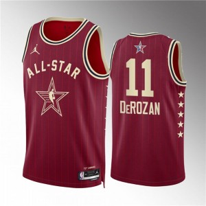 NBA Bulls 11 DeMar DeRozan Crimson 2024 All Star Jordan Men Jersey
